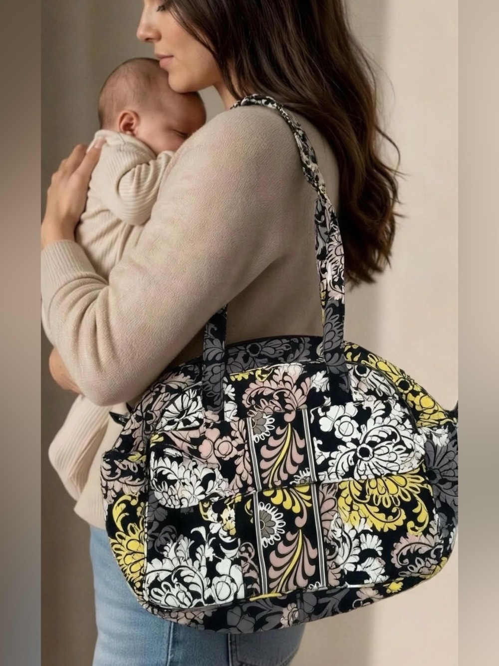 Vera Bradley Insulated/Lined Baby/Travel Large Tote Bag in Baroque, Spacious GUC